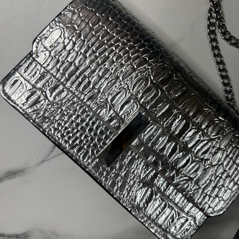 H&M Metallic Croc-Embossed Bag
